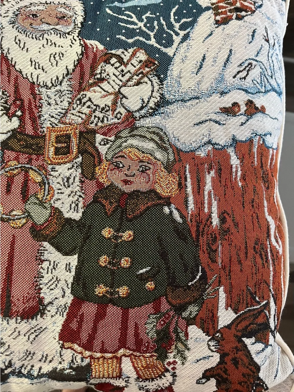 Fieldcrest Vintage 'We Believe In Christmas' tapestry pillow 18x18